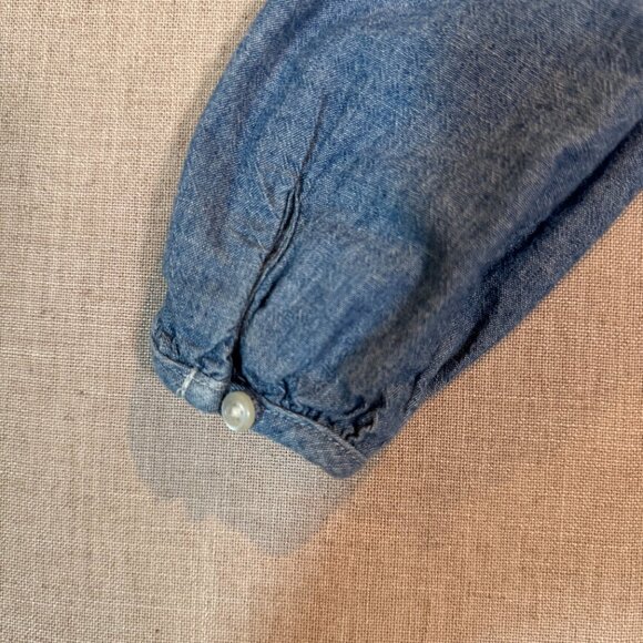 Ralph Lauren Polo Girls Chambray Denim Dress Size 7 Long Sleeve Ruffle Hem - Picture 8 of 9